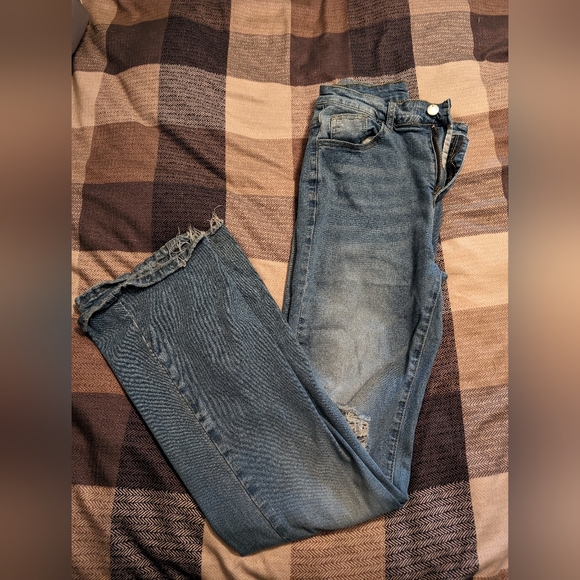 Women's Distressed Flare Jeans - Picture 1 of 4